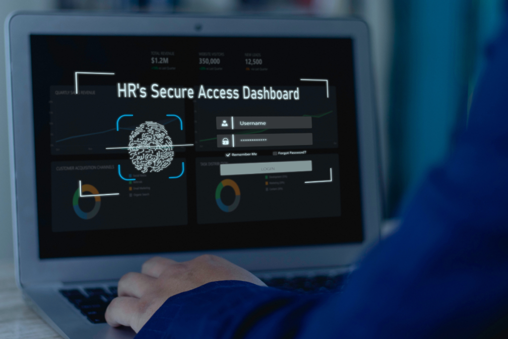 HR professional protecting employee data with secure digital systems